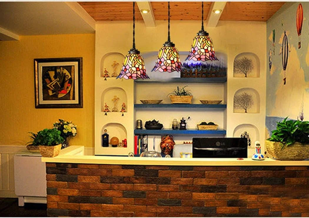 چراغ آویز 15 سانتی متری به سبک تیفانی، چراغ آویز شیشه ای رنگی قرمز، چراغ آویز سقفی برای راهرو، کافه، سرپیچ E27 چراغ آویز 15 سانتی متری به سبک تیفانی، چراغ آویز شیشه ای رنگی قرمز، چراغ آویز سقفی برای راهرو، کافه، سرپیچ E27