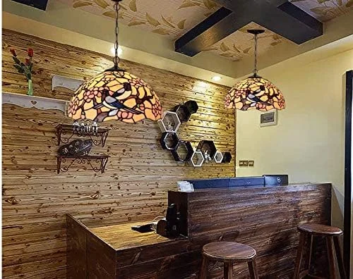 چراغ آویز به سبک تیفانی با عرض 40 سانتی متر، آباژور شیشه ای رنگی، چراغ های لولایی، نورپردازی عتیقه برای اتاق نشیمن و اتاق قهوه چراغ آویز به سبک تیفانی با عرض 40 سانتی متر، آباژور شیشه ای رنگی، چراغ های لولایی، نورپردازی عتیقه برای اتاق نشیمن و اتاق قهوه