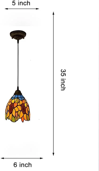 چراغ آویز به سبک تیفانی 8 اینچی، لوستر شیشه ای رنگی آفتابگردان، چراغ آویز سقفی LED برای آشپزخانه، جزیره، اتاق غذاخوری، رستوران چراغ آویز به سبک تیفانی 8 اینچی، لوستر شیشه ای رنگی آفتابگردان، چراغ آویز سقفی LED برای آشپزخانه، جزیره، اتاق غذاخوری، رستوران