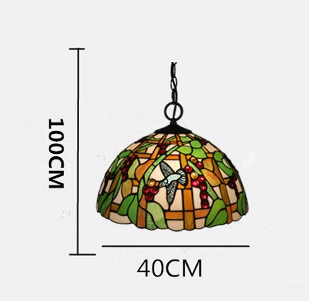 چراغ آویز سقفی به سبک تیفانی 16 اینچی، چراغ آویز شیشه ای رنگی طرح پاستورال مناسب برای روشنایی آویز آشپزخانه راهرو رستوران، E27، 16 اینچ چراغ آویز سقفی به سبک تیفانی 16 اینچی، چراغ آویز شیشه ای رنگی طرح پاستورال مناسب برای روشنایی آویز آشپزخانه راهرو رستوران، E27، 16 اینچ