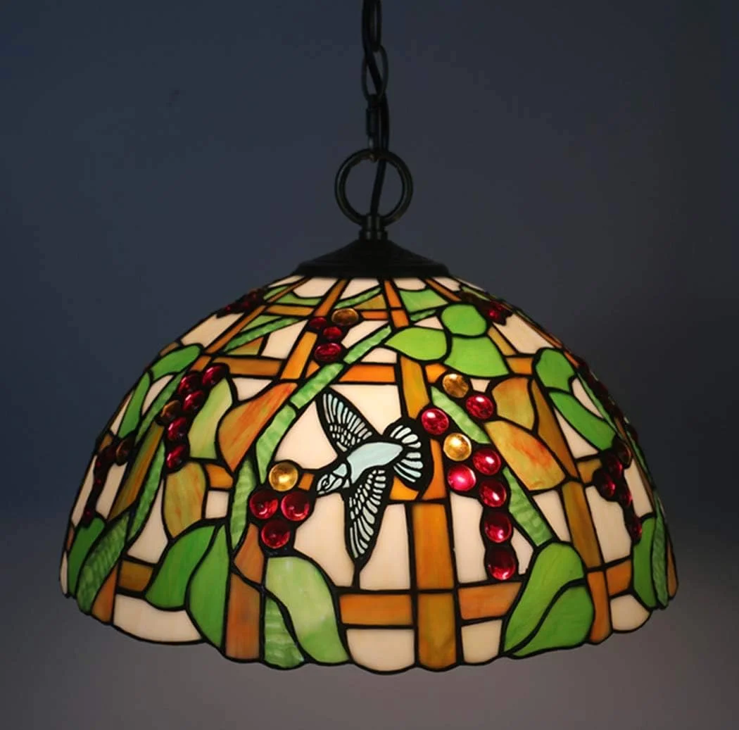 چراغ آویز سقفی به سبک تیفانی 16 اینچی، چراغ آویز شیشه ای رنگی طرح پاستورال مناسب برای روشنایی آویز آشپزخانه راهرو رستوران، E27، 16 اینچ چراغ آویز سقفی به سبک تیفانی 16 اینچی، چراغ آویز شیشه ای رنگی طرح پاستورال مناسب برای روشنایی آویز آشپزخانه راهرو رستوران، E27، 16 اینچ
