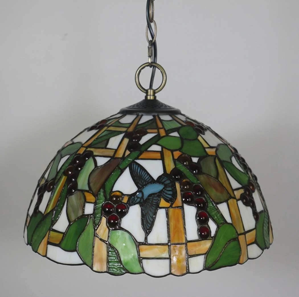 چراغ آویز سقفی به سبک تیفانی 16 اینچی، چراغ آویز شیشه ای رنگی طرح پاستورال مناسب برای روشنایی آویز آشپزخانه راهرو رستوران، E27، 16 اینچ چراغ آویز سقفی به سبک تیفانی 16 اینچی، چراغ آویز شیشه ای رنگی طرح پاستورال مناسب برای روشنایی آویز آشپزخانه راهرو رستوران، E27، 16 اینچ