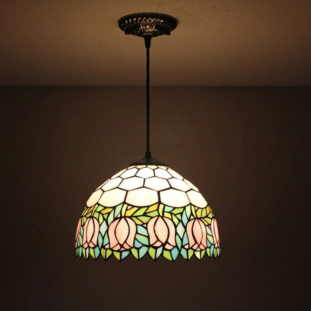 چراغ آویز 30 سانتی متری به سبک تیفانی، چراغ سقفی شیشه ای رنگی، مناسب رستوران، بار، اتاق غذاخوری، کافه و لوستر چراغ آویز 30 سانتی متری به سبک تیفانی، چراغ سقفی شیشه ای رنگی، مناسب رستوران، بار، اتاق غذاخوری، کافه و لوستر