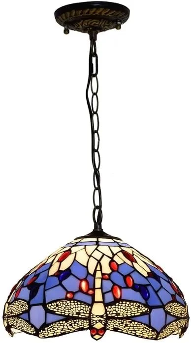 چراغ آویز به سبک تیفانی، لوستر آویز شیشه ای رنگی آبی طرح سنجاقک 12 اینچی، دکوراسیون آشپزخانه، جزیره، اتاق نشیمن، اتاق غذاخوری، اتاق خواب، راهرو چراغ آویز به سبک تیفانی، لوستر آویز شیشه ای رنگی آبی طرح سنجاقک 12 اینچی، دکوراسیون آشپزخانه، جزیره، اتاق نشیمن، اتاق غذاخوری، اتاق خواب، راهرو