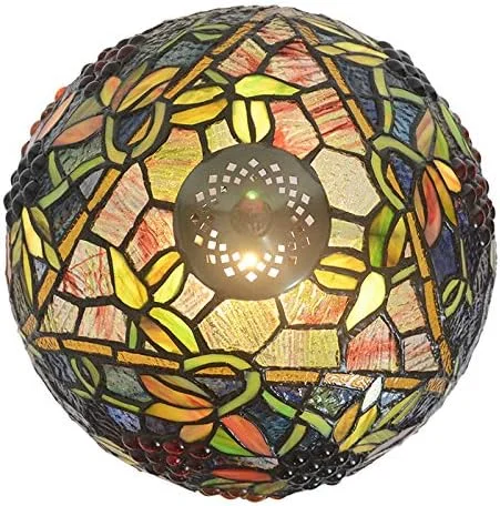 آویز تیفانی 12 اینچی، آباژور آویز شیشه ای رنگی طرح انگور، روشنایی تزئینی برای سالن آویز تیفانی 12 اینچی، آباژور آویز شیشه ای رنگی طرح انگور، روشنایی تزئینی برای سالن