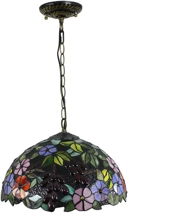چراغ آویز تیفانی، لوستر شیشه ای رنگی طرح انگور برای اتاق ناهارخوری، اتاق خواب، ایوان، 12 اینچ چراغ آویز تیفانی، لوستر شیشه ای رنگی طرح انگور برای اتاق ناهارخوری، اتاق خواب، ایوان، 12 اینچ