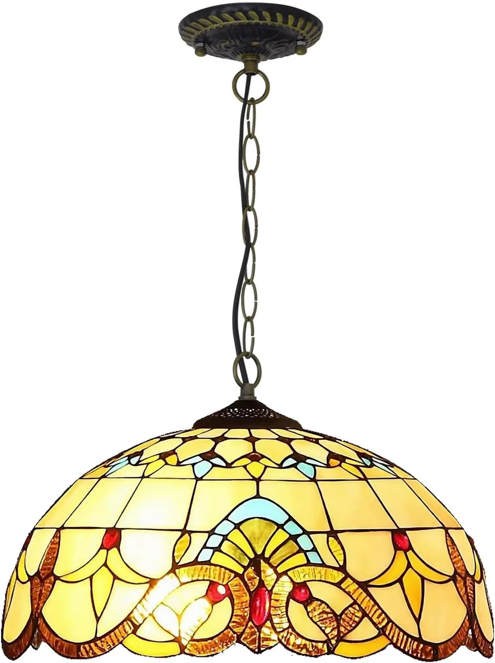 چراغ آویز تیفانی، سایه شیشه ای رنگی زرد 20 اینچی، دکور بوهو سقفی 3-شاخه مناسب اتاق خواب، آشپزخانه، ناهارخوری، اتاق نشیمن، ورودی راهرو چراغ آویز تیفانی، سایه شیشه ای رنگی زرد 20 اینچی، دکور بوهو سقفی 3-شاخه مناسب اتاق خواب، آشپزخانه، ناهارخوری، اتاق نشیمن، ورودی راهرو
