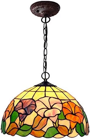 چراغ آویز تیفانی طرح گل رز، شیشه رنگی، آویز 12 اینچی E26 LED، لوستر، چراغ های آویز، چراغ سقفی چراغ آویز تیفانی طرح گل رز، شیشه رنگی، آویز 12 اینچی E26 LED، لوستر، چراغ های آویز، چراغ سقفی