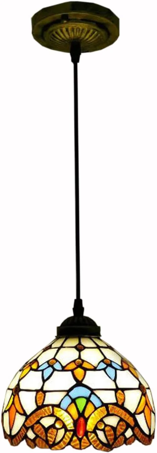 چراغ آویز به سبک تیفانی برای جزیره آشپزخانه، آباژور شیشه ای رنگی دست ساز، چراغ آویز بزرگ مناسب راهرو، اتاق نشیمن، اتاق غذاخوری، کافه، زرد، 8 اینچ چراغ آویز به سبک تیفانی برای جزیره آشپزخانه، آباژور شیشه ای رنگی دست ساز، چراغ آویز بزرگ مناسب راهرو، اتاق نشیمن، اتاق غذاخوری، کافه، زرد، 8 اینچ