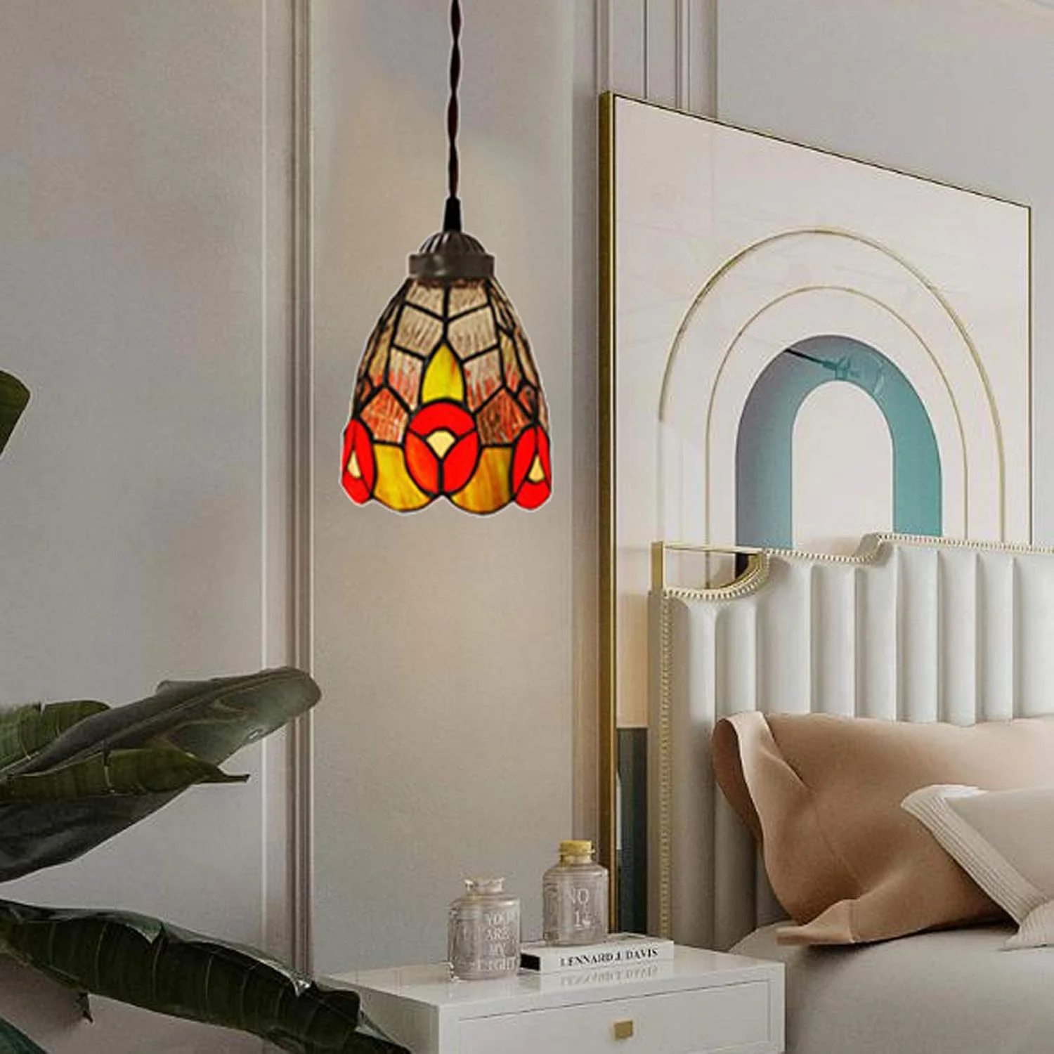 چراغ آویز تیفانی، گل قرمز، شیشه رنگی، آویز 6 اینچی E27، لوستر، چراغ های آویز سقفی، مناسب برای جزیره آشپزخانه، اتاق غذاخوری چراغ آویز تیفانی، گل قرمز، شیشه رنگی، آویز 6 اینچی E27، لوستر، چراغ های آویز سقفی، مناسب برای جزیره آشپزخانه، اتاق غذاخوری