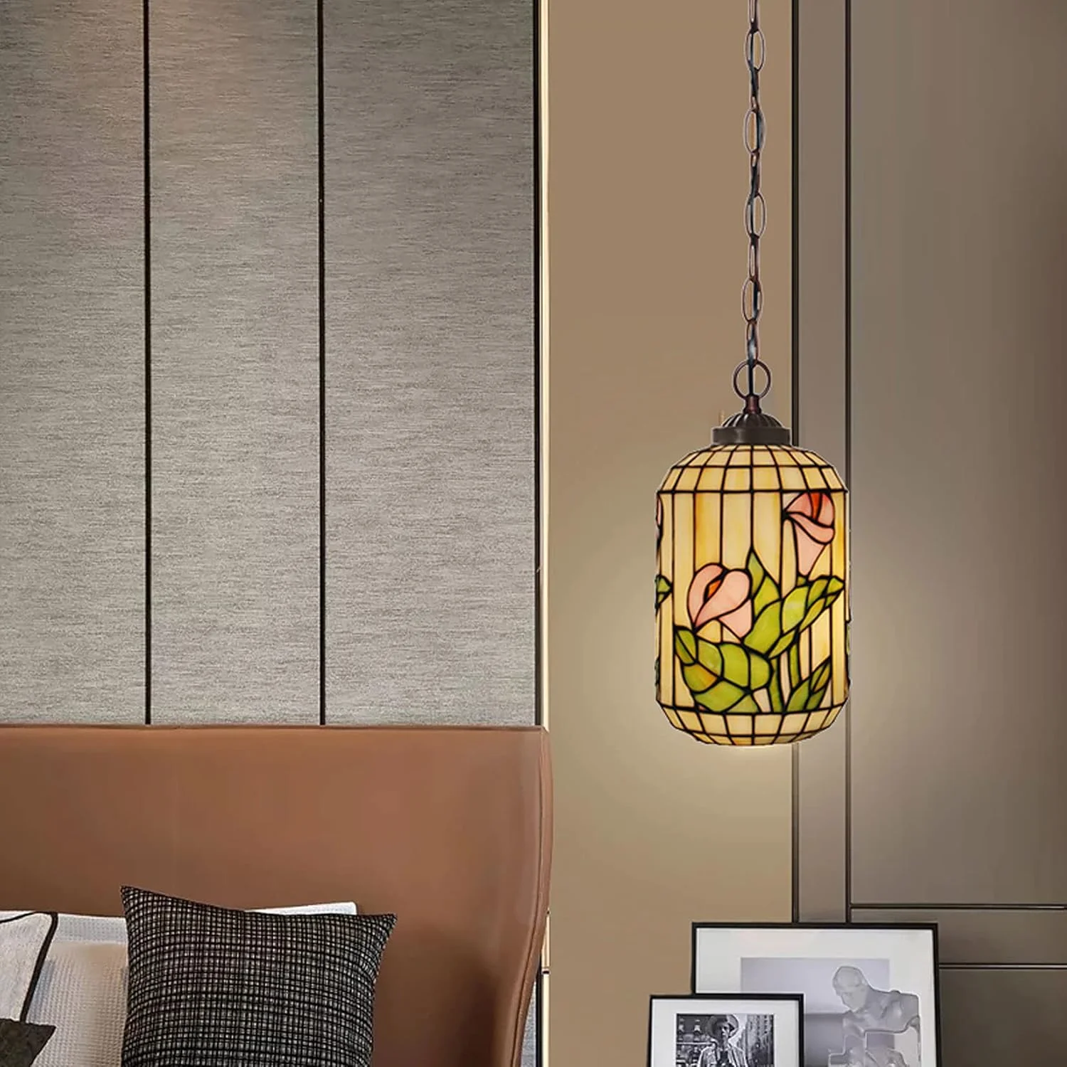 چراغ آویز به سبک تیفانی، عرض 6 اینچ، چراغ آویز شبانی، گل زنبق، دکوراسیون شیشه ای رنگی، روشنایی سقفی، طراحی وینتیج E27، 1 چراغ برای اتاق نشیمن، اتاق غذاخوری، هدیه چراغ آویز به سبک تیفانی، عرض 6 اینچ، چراغ آویز شبانی، گل زنبق، دکوراسیون شیشه ای رنگی، روشنایی سقفی، طراحی وینتیج E27، 1 چراغ برای اتاق نشیمن، اتاق غذاخوری، هدیه