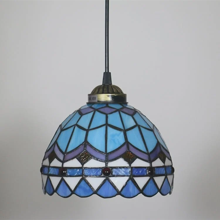 چراغ آویز به سبک تیفانی، شیشه رنگی آبی دریایی 8 اینچی، لوستر آویز مرواریدی برای دکوراسیون جزیره آشپزخانه، اتاق نشیمن، اتاق غذاخوری، اتاق خواب، راهرو چراغ آویز به سبک تیفانی، شیشه رنگی آبی دریایی 8 اینچی، لوستر آویز مرواریدی برای دکوراسیون جزیره آشپزخانه، اتاق نشیمن، اتاق غذاخوری، اتاق خواب، راهرو