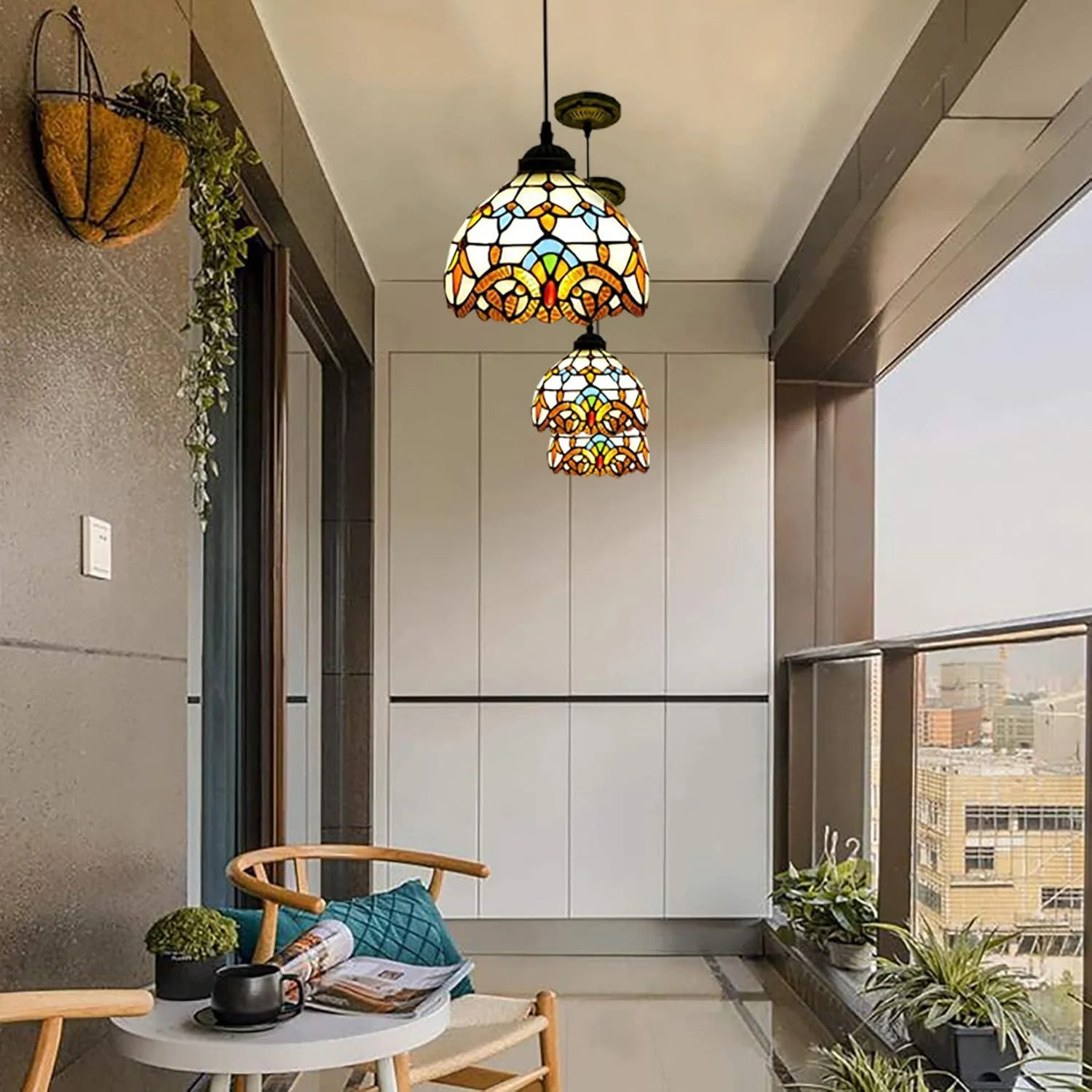 چراغ آویز به سبک تیفانی برای جزیره آشپزخانه، آباژور شیشه ای رنگی دست ساز، چراغ آویز بزرگ مناسب راهرو، اتاق نشیمن، اتاق غذاخوری، کافه، زرد، 8 اینچ چراغ آویز به سبک تیفانی برای جزیره آشپزخانه، آباژور شیشه ای رنگی دست ساز، چراغ آویز بزرگ مناسب راهرو، اتاق نشیمن، اتاق غذاخوری، کافه، زرد، 8 اینچ