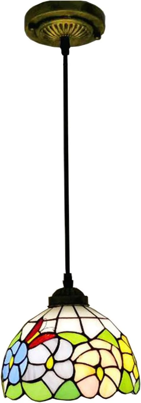 چراغ آویز کوچک به سبک تیفانی، آبی نارنجی طرح گل نیلوفر، چراغ آویز شیشه ای رنگی، چراغ سقفی آویز پروانه ای E27 برای اتاق غذاخوری، لوفت، 8 اینچ چراغ آویز کوچک به سبک تیفانی، آبی نارنجی طرح گل نیلوفر، چراغ آویز شیشه ای رنگی، چراغ سقفی آویز پروانه ای E27 برای اتاق غذاخوری، لوفت، 8 اینچ