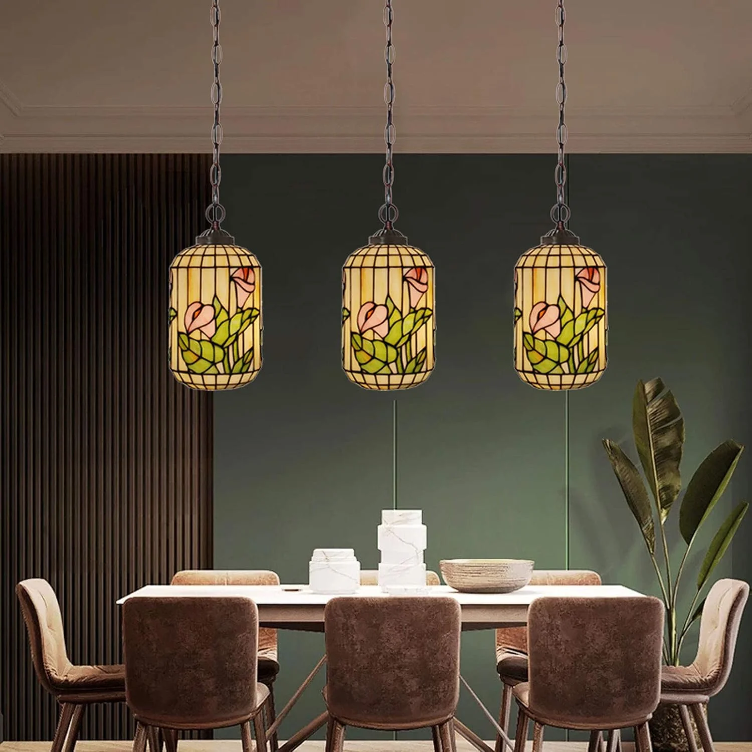 چراغ آویز به سبک تیفانی، عرض 6 اینچ، چراغ آویز شبانی، گل زنبق، دکوراسیون شیشه ای رنگی، روشنایی سقفی، طراحی وینتیج E27، 1 چراغ برای اتاق نشیمن، اتاق غذاخوری، هدیه چراغ آویز به سبک تیفانی، عرض 6 اینچ، چراغ آویز شبانی، گل زنبق، دکوراسیون شیشه ای رنگی، روشنایی سقفی، طراحی وینتیج E27، 1 چراغ برای اتاق نشیمن، اتاق غذاخوری، هدیه
