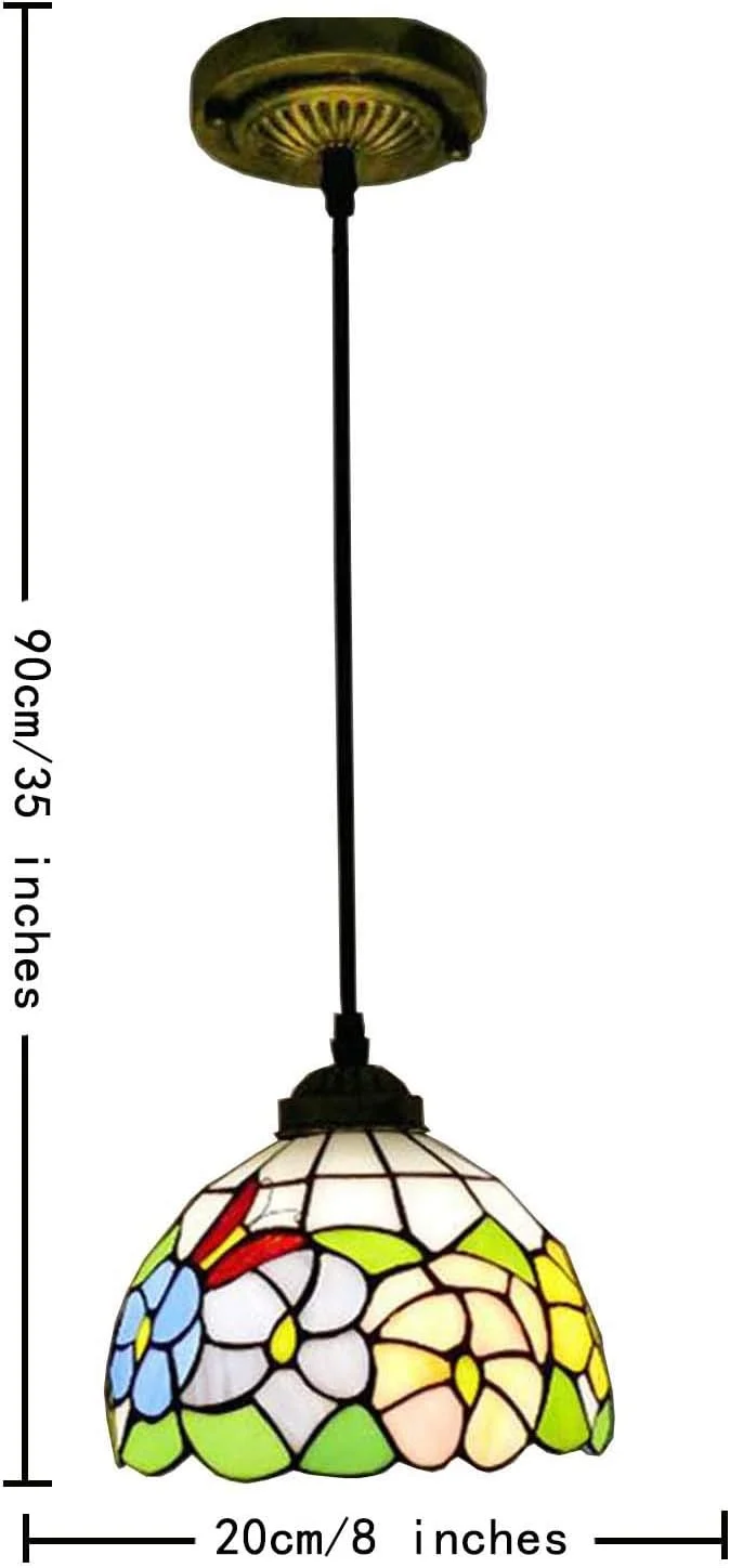 چراغ آویز کوچک به سبک تیفانی، آبی نارنجی طرح گل نیلوفر، چراغ آویز شیشه ای رنگی، چراغ سقفی آویز پروانه ای E27 برای اتاق غذاخوری، لوفت، 8 اینچ چراغ آویز کوچک به سبک تیفانی، آبی نارنجی طرح گل نیلوفر، چراغ آویز شیشه ای رنگی، چراغ سقفی آویز پروانه ای E27 برای اتاق غذاخوری، لوفت، 8 اینچ