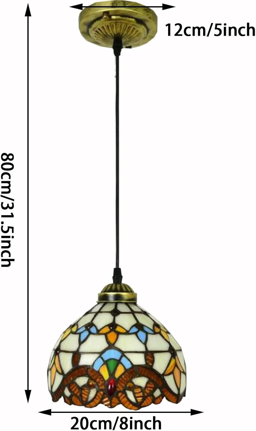 چراغ آویز به سبک تیفانی برای جزیره آشپزخانه، آباژور شیشه ای رنگی دست ساز، چراغ آویز بزرگ مناسب راهرو، اتاق نشیمن، اتاق غذاخوری، کافه، زرد، 8 اینچ چراغ آویز به سبک تیفانی برای جزیره آشپزخانه، آباژور شیشه ای رنگی دست ساز، چراغ آویز بزرگ مناسب راهرو، اتاق نشیمن، اتاق غذاخوری، کافه، زرد، 8 اینچ