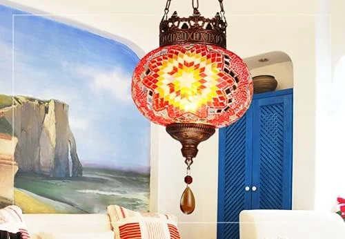 چراغ آویز به سبک تیفانی، چراغ آویز سقفی دست ساز شیشه ای موزاییکی به سبک مراکشی ترکیه ای چراغ آویز به سبک تیفانی، چراغ آویز سقفی دست ساز شیشه ای موزاییکی به سبک مراکشی ترکیه ای