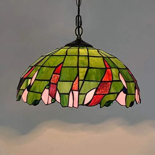 لوستر آویز سبک تیفانی، قطر 40 سانتیمتر، رنگ سبز و قرمز، شیشه رنگی، چراغ آویز سقفی برای جزیره آشپزخانه، اتاق نشیمن، اتاق غذاخوری، بار لوستر آویز سبک تیفانی، قطر 40 سانتیمتر، رنگ سبز و قرمز، شیشه رنگی، چراغ آویز سقفی برای جزیره آشپزخانه، اتاق نشیمن، اتاق غذاخوری، بار