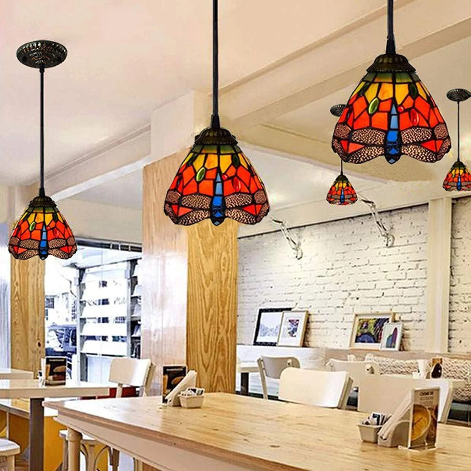 چراغ آویز کوچک به سبک تیفانی، چراغ آویز شیشه ای قرمز طرح سنجاقک، سایه آباژور 6 اینچی، مناسب برای اتاق ناهارخوری، جزیره آشپزخانه، اتاق خواب چراغ آویز کوچک به سبک تیفانی، چراغ آویز شیشه ای قرمز طرح سنجاقک، سایه آباژور 6 اینچی، مناسب برای اتاق ناهارخوری، جزیره آشپزخانه، اتاق خواب