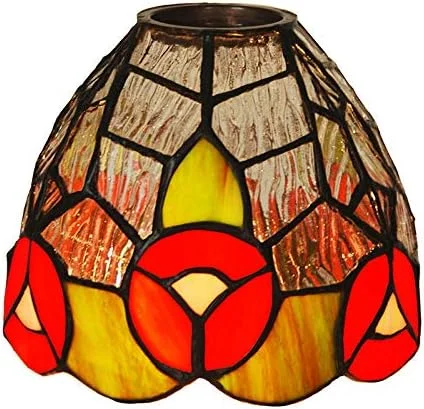 چراغ آویز تیفانی 7 اینچی، چراغ دکوری شیشه ای رنگی برای ویترین مغازه و خانه جدید، لوستر گل رز گرم چراغ آویز تیفانی 7 اینچی، چراغ دکوری شیشه ای رنگی برای ویترین مغازه و خانه جدید، لوستر گل رز گرم