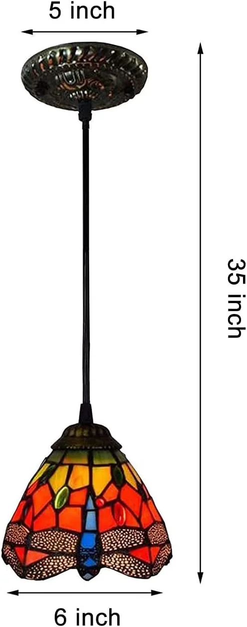چراغ آویز کوچک به سبک تیفانی، چراغ آویز شیشه ای قرمز طرح سنجاقک، سایه آباژور 6 اینچی، مناسب برای اتاق ناهارخوری، جزیره آشپزخانه، اتاق خواب چراغ آویز کوچک به سبک تیفانی، چراغ آویز شیشه ای قرمز طرح سنجاقک، سایه آباژور 6 اینچی، مناسب برای اتاق ناهارخوری، جزیره آشپزخانه، اتاق خواب
