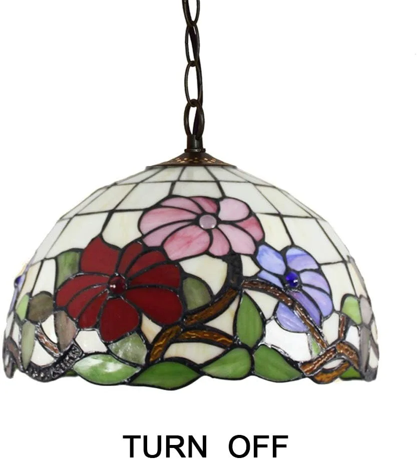 چراغ آویز به سبک تیفانی، لوستر شیشه ای رنگی به سبک روستایی، آباژور زنجیری آویز برای اتاق خواب، اتاق نشیمن، اتاق غذاخوری، آشپزخانه، 12 اینچ چراغ آویز به سبک تیفانی، لوستر شیشه ای رنگی به سبک روستایی، آباژور زنجیری آویز برای اتاق خواب، اتاق نشیمن، اتاق غذاخوری، آشپزخانه، 12 اینچ