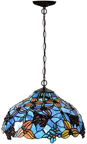 چراغ آویز تیفانی طرح پروانه و گل شیشه رنگی، لوستر آویز 16 اینچی با سرپیچ E27 LED، چراغ سقفی آویز چراغ آویز تیفانی طرح پروانه و گل شیشه رنگی، لوستر آویز 16 اینچی با سرپیچ E27 LED، چراغ سقفی آویز