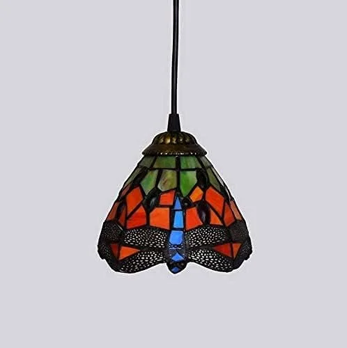 چراغ آویز کوچک به سبک تیفانی، چراغ آویز شیشه ای قرمز طرح سنجاقک، سایه آباژور 6 اینچی، مناسب برای اتاق ناهارخوری، جزیره آشپزخانه، اتاق خواب چراغ آویز کوچک به سبک تیفانی، چراغ آویز شیشه ای قرمز طرح سنجاقک، سایه آباژور 6 اینچی، مناسب برای اتاق ناهارخوری، جزیره آشپزخانه، اتاق خواب
