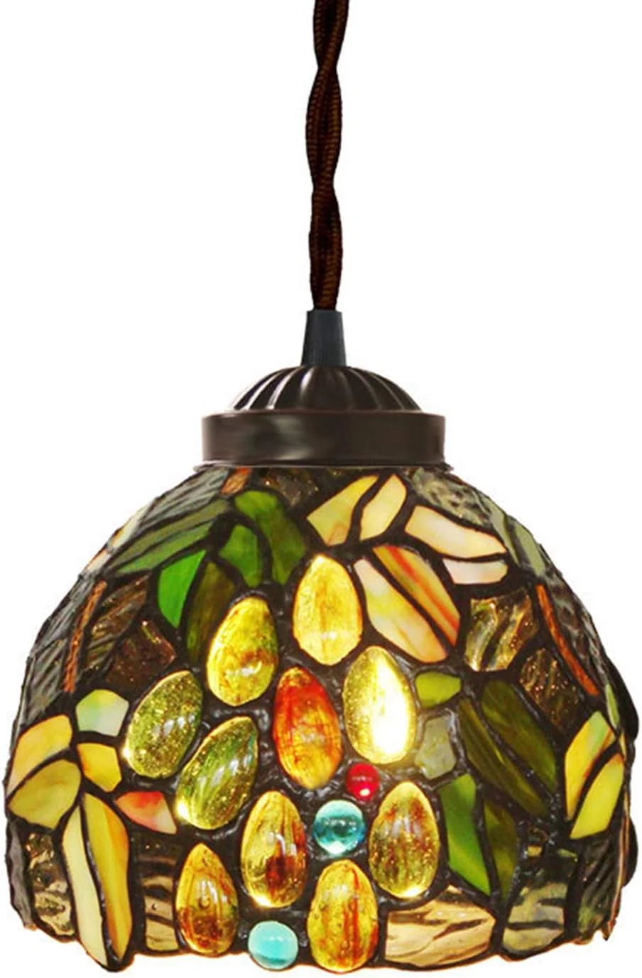 چراغ آویز آویز به سبک تیفانی، 7 اینچ عرض، مهره های کریستالی انگور، آباژور شیشه ای رنگی، لوستر تزئینی قدیمی E27 1 چراغ برای جزیره آشپزخانه، اتاق غذاخوری، راهرو چراغ آویز آویز به سبک تیفانی، 7 اینچ عرض، مهره های کریستالی انگور، آباژور شیشه ای رنگی، لوستر تزئینی قدیمی E27 1 چراغ برای جزیره آشپزخانه، اتاق غذاخوری، راهرو