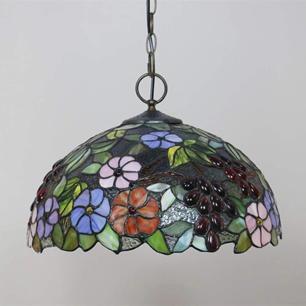لوستر آویز طرح تیفانی 16 اینچی، چراغ سقفی شیشهای رنگی، لوستر آویز رستورانی به سبک رترو، E27، F لوستر آویز طرح تیفانی 16 اینچی، چراغ سقفی شیشهای رنگی، لوستر آویز رستورانی به سبک رترو، E27، F