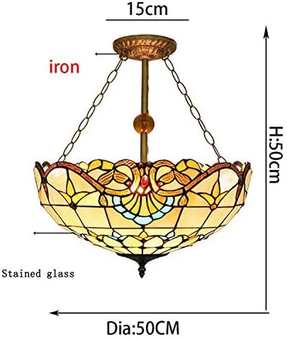 چراغ آویز تیفانی 20 اینچی باروک، آباژور شیشه ای رنگی، چراغ آویز 3 شعله مناسب اتاق ناهارخوری، اتاق نشیمن و اتاق خواب چراغ آویز تیفانی 20 اینچی باروک، آباژور شیشه ای رنگی، چراغ آویز 3 شعله مناسب اتاق ناهارخوری، اتاق نشیمن و اتاق خواب