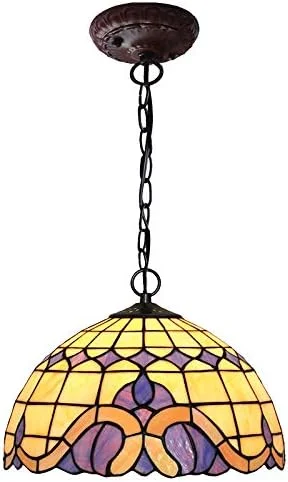 لوستر آویز تیفانی 12 اینچی باروک با شیشه رنگی، چراغ سقفی، آویز تزئینی برای اتاق ناهارخوری، اتاق نشیمن و اتاق خواب لوستر آویز تیفانی 12 اینچی باروک با شیشه رنگی، چراغ سقفی، آویز تزئینی برای اتاق ناهارخوری، اتاق نشیمن و اتاق خواب