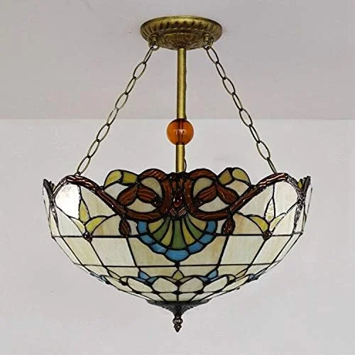 چراغ آویز تیفانی 20 اینچی باروک، آباژور شیشه ای رنگی، چراغ آویز 3 شعله مناسب اتاق ناهارخوری، اتاق نشیمن و اتاق خواب چراغ آویز تیفانی 20 اینچی باروک، آباژور شیشه ای رنگی، چراغ آویز 3 شعله مناسب اتاق ناهارخوری، اتاق نشیمن و اتاق خواب