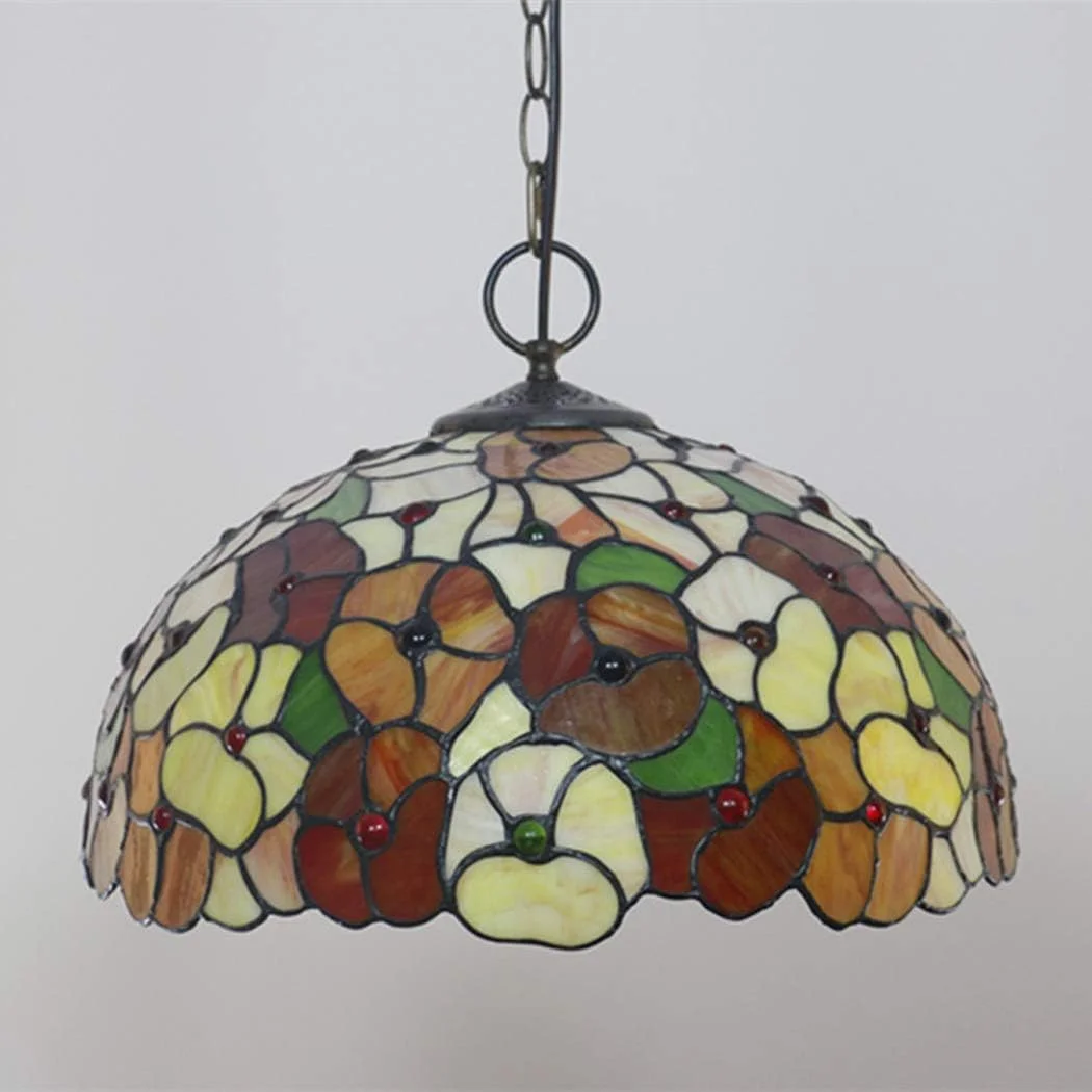 چراغ آویز به سبک تیفانی 16 اینچی، لوستر چراغ سقفی با طراحی شیشه رنگی، چراغ آویز رستورانی هنری رترو، E27، A