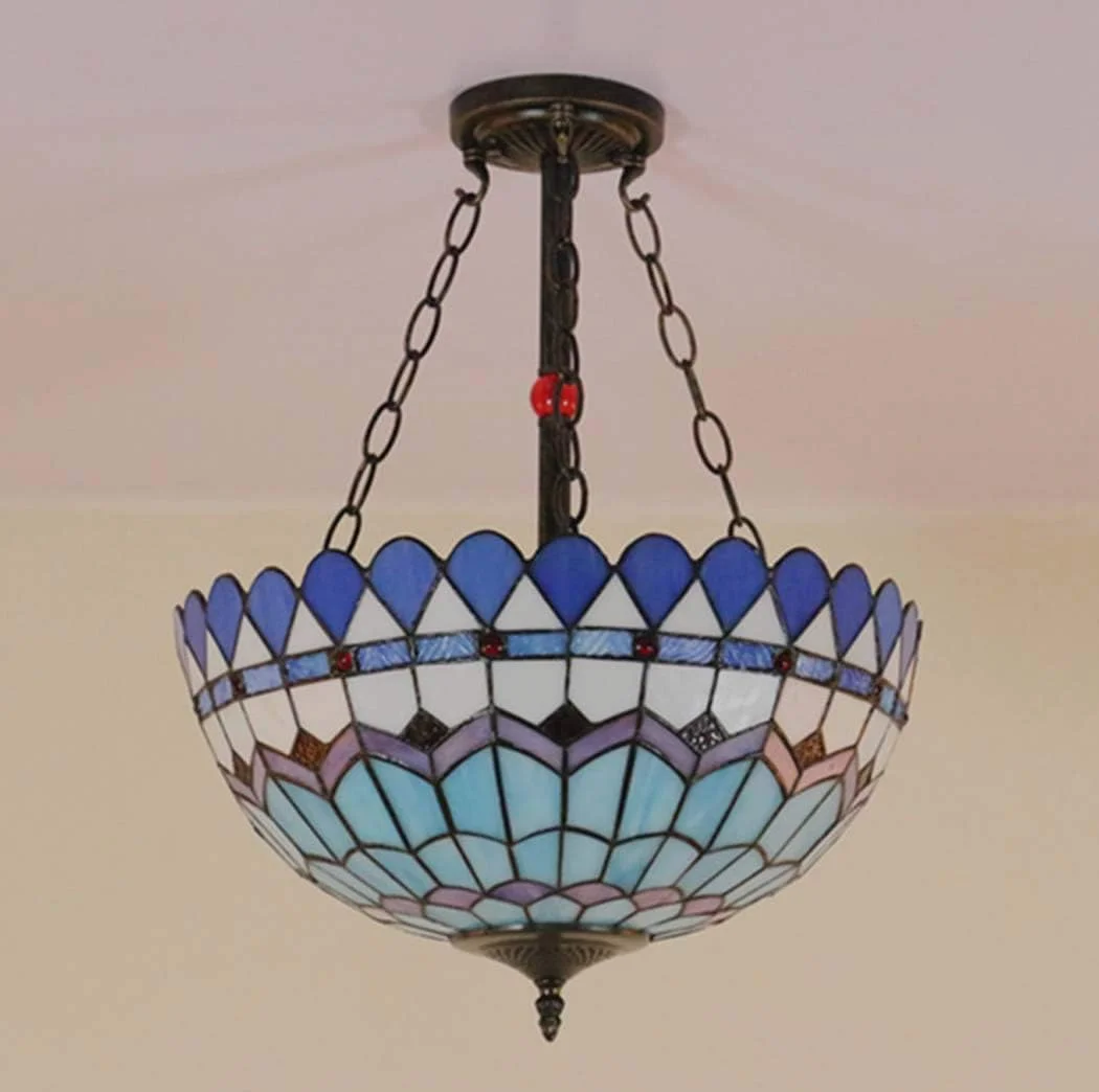 چراغ آویز سقفی وارونه به سبک تیفانی، چراغ آویز شیشه ای رنگی رترو 3-شاخه برای اتاق ناهارخوری، جزیره آشپزخانه، نورپردازی آویز، E27,C چراغ آویز سقفی وارونه به سبک تیفانی، چراغ آویز شیشه ای رنگی رترو 3-شاخه برای اتاق ناهارخوری، جزیره آشپزخانه، نورپردازی آویز، E27,C