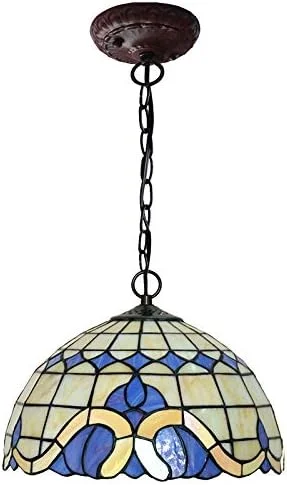 لوستر آویز تیفانی 12 اینچی باروک با شیشه رنگی، چراغ سقفی، آویز تزئینی برای اتاق ناهارخوری، اتاق نشیمن و اتاق خواب لوستر آویز تیفانی 12 اینچی باروک با شیشه رنگی، چراغ سقفی، آویز تزئینی برای اتاق ناهارخوری، اتاق نشیمن و اتاق خواب
