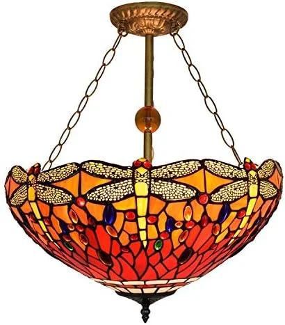 لوستر آویز سقفی به سبک تیفانی، عرض 45 سانتی متر، شیشه رنگی سبز نارنجی طرح سنجاقک، دکوراسیون عتیقه و قدیمی، 3 چراغ مناسب اتاق بازی، نشیمن، غذاخوری و آشپزخانه، هدیه لوستر آویز سقفی به سبک تیفانی، عرض 45 سانتی متر، شیشه رنگی سبز نارنجی طرح سنجاقک، دکوراسیون عتیقه و قدیمی، 3 چراغ مناسب اتاق بازی، نشیمن، غذاخوری و آشپزخانه، هدیه