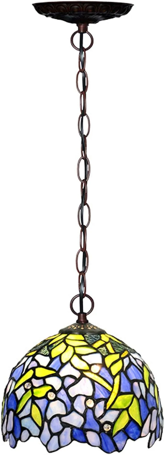 چراغ آویز به سبک تیفانی، 8 اینچی، چراغ آویز طرح گل ویستریا، شیشه رنگی، روشنایی سقفی، طراحی وینتیج E27، تک لامپ مناسب اتاق نشیمن، اتاق غذاخوری، هدیه چراغ آویز به سبک تیفانی، 8 اینچی، چراغ آویز طرح گل ویستریا، شیشه رنگی، روشنایی سقفی، طراحی وینتیج E27، تک لامپ مناسب اتاق نشیمن، اتاق غذاخوری، هدیه