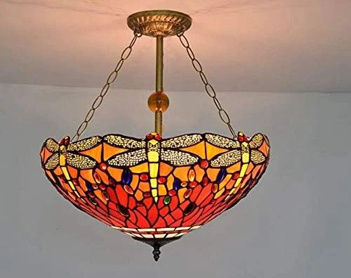 لوستر آویز سقفی به سبک تیفانی، عرض 45 سانتی متر، شیشه رنگی سبز نارنجی طرح سنجاقک، دکوراسیون عتیقه و قدیمی، 3 چراغ مناسب اتاق بازی، نشیمن، غذاخوری و آشپزخانه، هدیه لوستر آویز سقفی به سبک تیفانی، عرض 45 سانتی متر، شیشه رنگی سبز نارنجی طرح سنجاقک، دکوراسیون عتیقه و قدیمی، 3 چراغ مناسب اتاق بازی، نشیمن، غذاخوری و آشپزخانه، هدیه