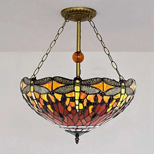 لوستر آویز سقفی به سبک تیفانی، عرض 45 سانتی متر، شیشه رنگی سبز نارنجی طرح سنجاقک، دکوراسیون عتیقه و قدیمی، 3 چراغ مناسب اتاق بازی، نشیمن، غذاخوری و آشپزخانه، هدیه لوستر آویز سقفی به سبک تیفانی، عرض 45 سانتی متر، شیشه رنگی سبز نارنجی طرح سنجاقک، دکوراسیون عتیقه و قدیمی، 3 چراغ مناسب اتاق بازی، نشیمن، غذاخوری و آشپزخانه، هدیه