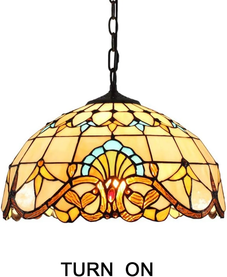 چراغ آویز طرح تیفانی 16 اینچی، سبک اروپایی رترو باروک، هنر خلاقانه، لوستر شیشه ای رنگی، مناسب برای اتاق خواب، دفتر کار، رستوران، کافه و بار چراغ آویز طرح تیفانی 16 اینچی، سبک اروپایی رترو باروک، هنر خلاقانه، لوستر شیشه ای رنگی، مناسب برای اتاق خواب، دفتر کار، رستوران، کافه و بار