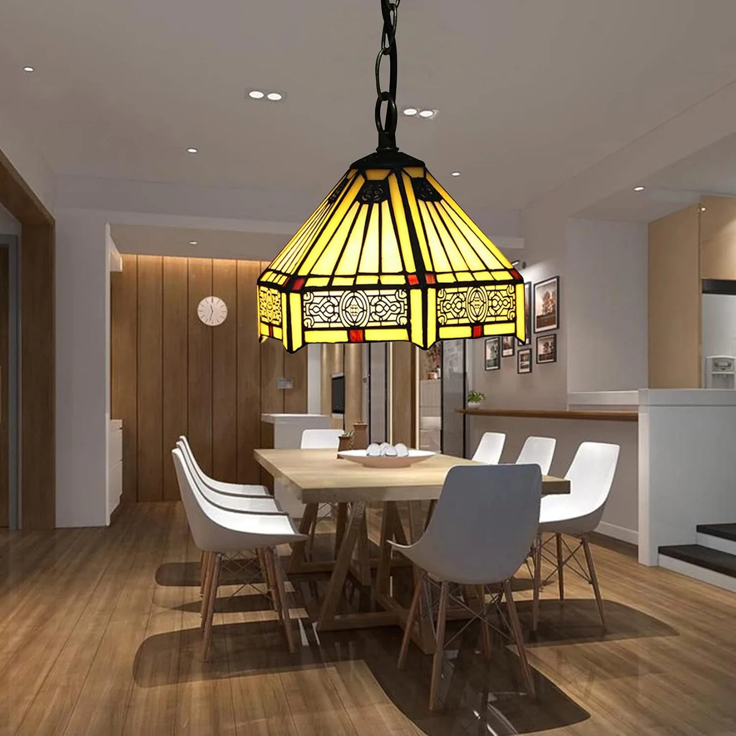 چراغ آویز تیفانی برای جزیره آشپزخانه، لوستر کوچک، صنعتی، روستایی، آویز، خانه روستایی، شیشه رنگی 8 اینچی، سایه شش ضلعی، لامپ آویز بوهمی، اتاق خواب، ورودی، اتاق غذاخوری