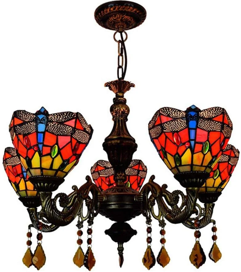 لوستر آویز طرح تیفانی مدل سنجاقک، شید شیشه ای رنگی 6 اینچی، چراغ آویز 3/5 شاخه، مناسب اتاق خواب، نشیمن، ناهارخوری، ویلا، سرپیچ E27، 5 شاخه لوستر آویز طرح تیفانی مدل سنجاقک، شید شیشه ای رنگی 6 اینچی، چراغ آویز 3/5 شاخه، مناسب اتاق خواب، نشیمن، ناهارخوری، ویلا، سرپیچ E27، 5 شاخه