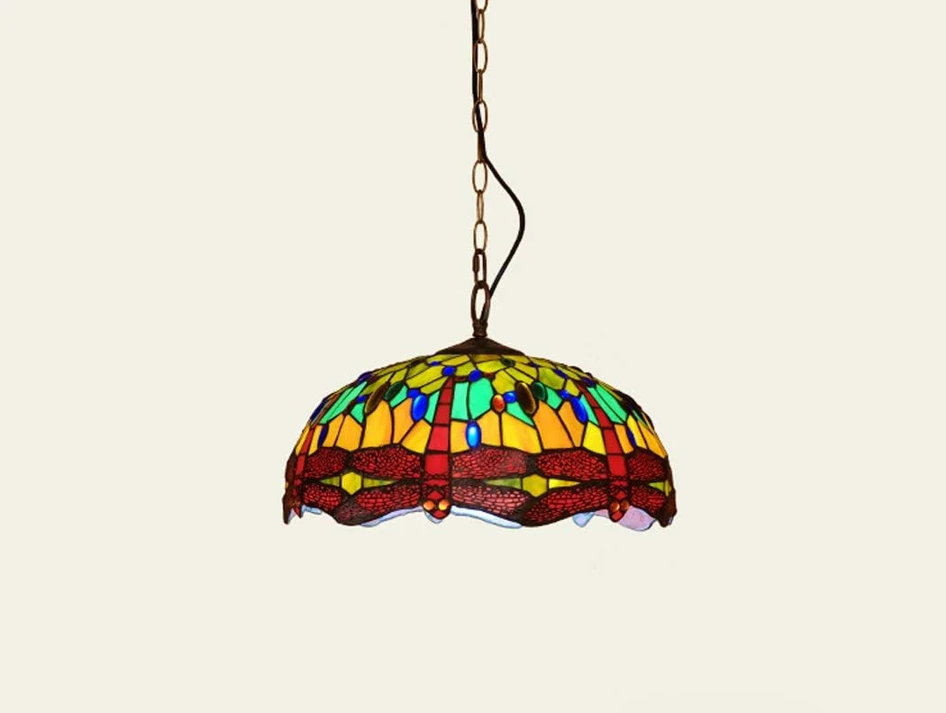 چراغ آویز طرح تیفانی با طرح سنجاقک، چراغ سقفی وینتیج با شیشه رنگی 16 اینچی برای آشپزخانه، جزیره، اتاق ناهارخوری، اتاق خواب، نشیمن چراغ آویز طرح تیفانی با طرح سنجاقک، چراغ سقفی وینتیج با شیشه رنگی 16 اینچی برای آشپزخانه، جزیره، اتاق ناهارخوری، اتاق خواب، نشیمن
