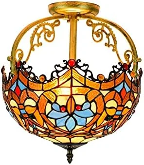 لوستر سقفی تزئینی تیفانی، چراغ سقفی 12 اینچی، چراغ سقفی به سبک شیشه رنگی باروک قدیمی تیفانی، چراغ آویز اتاق نشیمن، چراغ راهرو لوستر سقفی تزئینی تیفانی، چراغ سقفی 12 اینچی، چراغ سقفی به سبک شیشه رنگی باروک قدیمی تیفانی، چراغ آویز اتاق نشیمن، چراغ راهرو