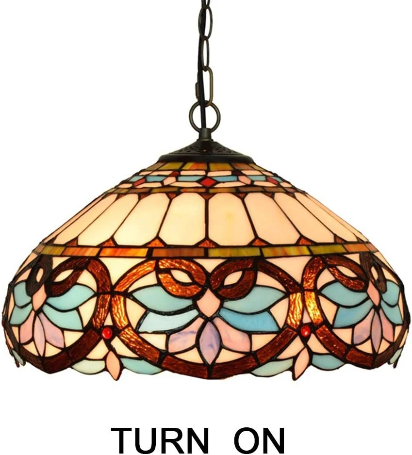 چراغ آویز تیفانی 16 اینچی، لوستر باروک اروپایی، چراغ آویز خلاقانه و گرم، شیشه رنگی، مناسب اتاق نشیمن، اتاق غذاخوری، ایوان، راهرو، بالکن و بار چراغ آویز تیفانی 16 اینچی، لوستر باروک اروپایی، چراغ آویز خلاقانه و گرم، شیشه رنگی، مناسب اتاق نشیمن، اتاق غذاخوری، ایوان، راهرو، بالکن و بار