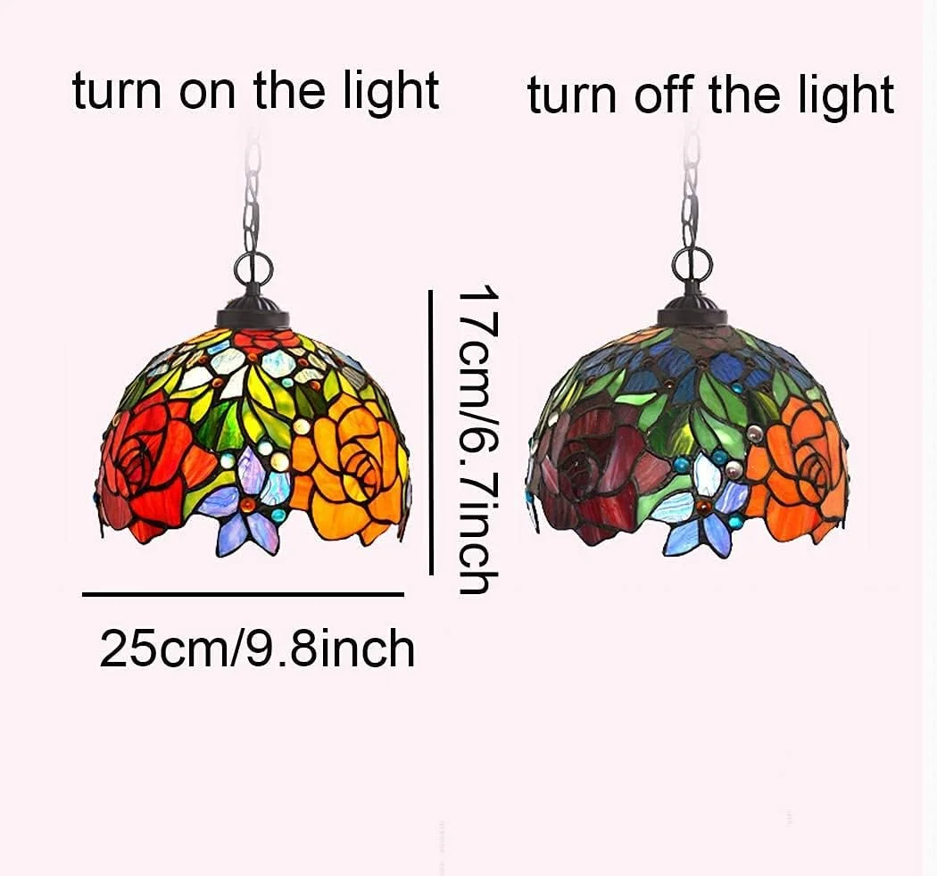 چراغ آویز تیفانی 10 اینچی، آویز عتیقه، لوستر با سایه گل رز شیشه ای رنگی قرمز، مناسب برای سقف اتاق غذاخوری، اتاق نشیمن، اتاق خواب، مطالعه، کافی شاپ، راهرو، و لافت چراغ آویز تیفانی 10 اینچی، آویز عتیقه، لوستر با سایه گل رز شیشه ای رنگی قرمز، مناسب برای سقف اتاق غذاخوری، اتاق نشیمن، اتاق خواب، مطالعه، کافی شاپ، راهرو، و لافت