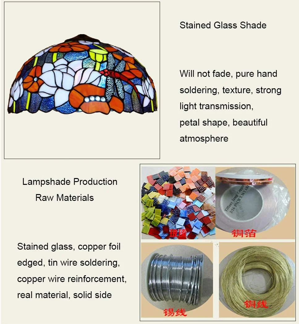 چراغ آویز طرح تیفانی با طرح سنجاقک، چراغ سقفی وینتیج با شیشه رنگی 16 اینچی برای آشپزخانه، جزیره، اتاق ناهارخوری، اتاق خواب، نشیمن چراغ آویز طرح تیفانی با طرح سنجاقک، چراغ سقفی وینتیج با شیشه رنگی 16 اینچی برای آشپزخانه، جزیره، اتاق ناهارخوری، اتاق خواب، نشیمن