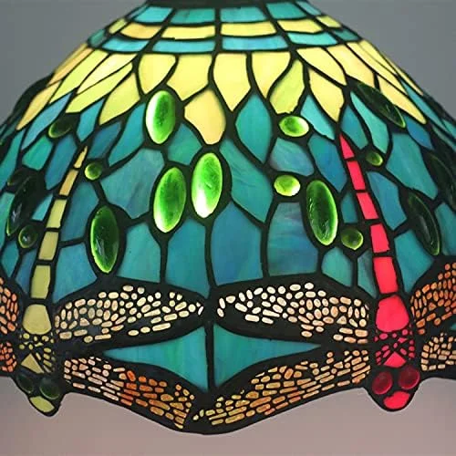 چراغ آویز 10 اینچی به سبک تیفانی، آباژور شیشه ای رنگی طرح سنجاقک زرد و سبز، چراغ صنایع دستی، قاب آلیاژی، لامپ E27 با زنجیر قابل تنظیم چراغ آویز 10 اینچی به سبک تیفانی، آباژور شیشه ای رنگی طرح سنجاقک زرد و سبز، چراغ صنایع دستی، قاب آلیاژی، لامپ E27 با زنجیر قابل تنظیم